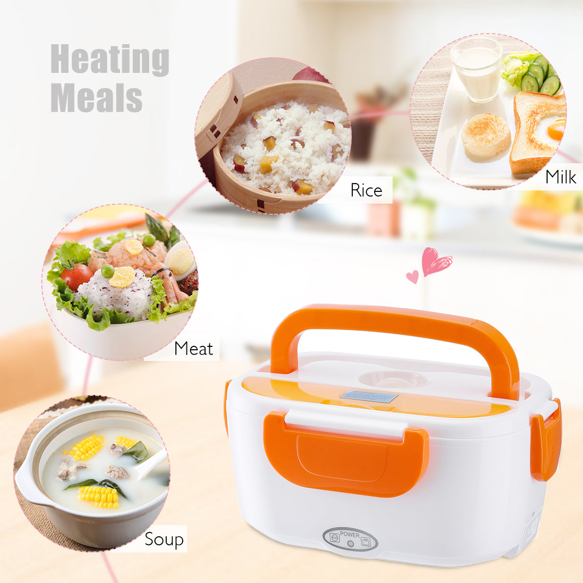 Orange Portable Electric Heating Lunch Box
