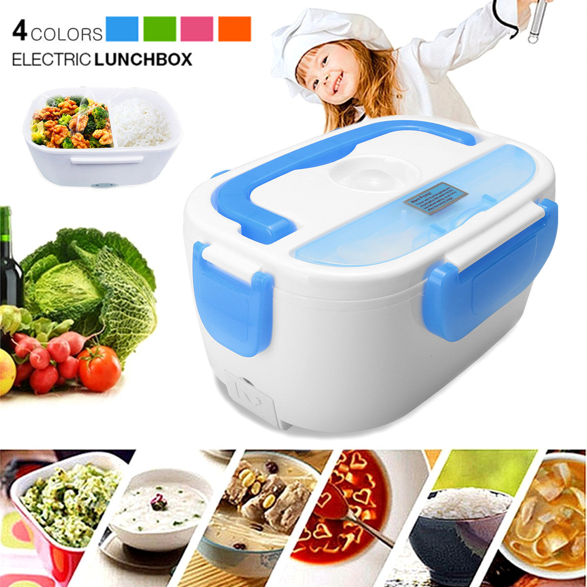 Blue Portable Electric Heating Lunch Box